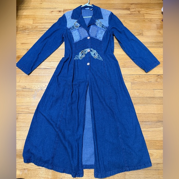 Vintage Styleworks Denim Embroidered Lace Dress/Duster